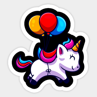 Cute Unicorn With Balloons Fun Birthday Gift Kids Sticker